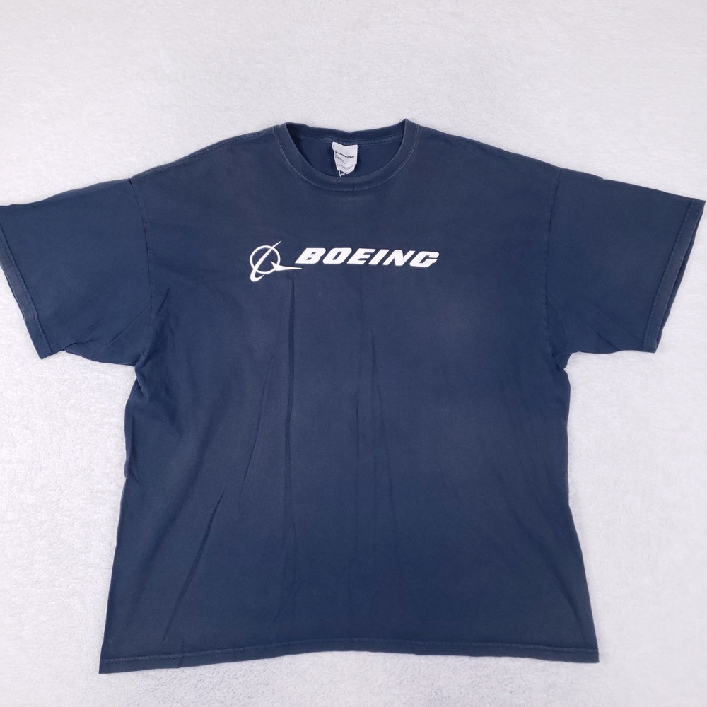 Boeing Graphic T Shirt Mens 2XL Navy Blue Aviation Pilot Aerospace Y2K